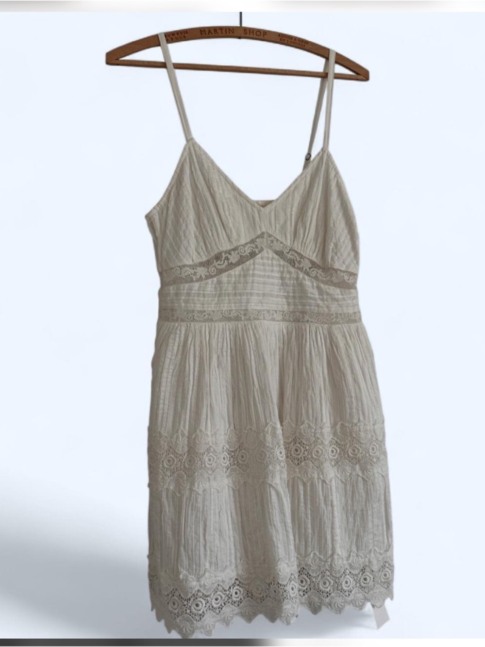 Love Shack fancy- Cinnamon Cotton Dobby Lace Mini Dress size 4 - Picture 4 of 7